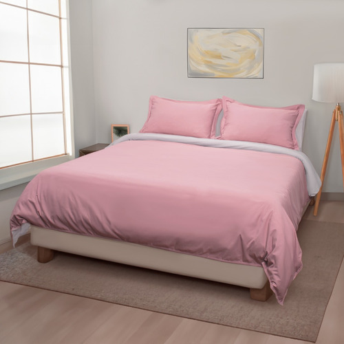 Forro Duvet Real Rosa/gris Extradoble