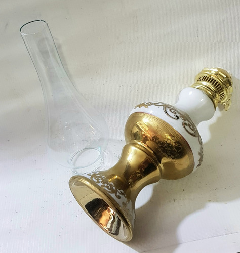 Lámpara De Aceite Porcelana Retro,44 Cm.colección,usable (Usado)