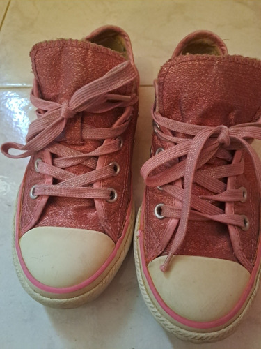 Zapatos Converse Rosadas Brillantes Niña Talla 29 Usadas