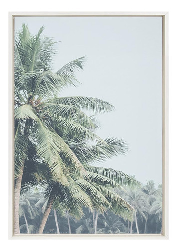 Kate Y Laurel Sylvie Pale Green Coconut Palm Trees Framed Ca