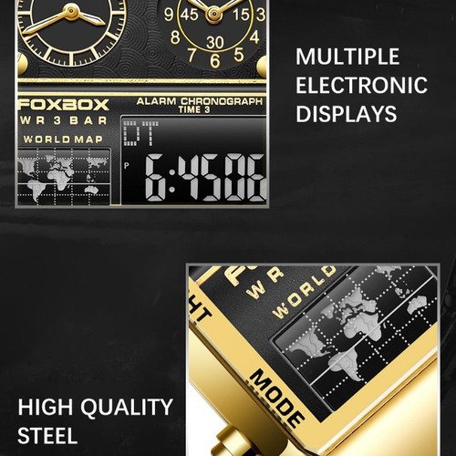 Reloj Electrónico Luminoso Cuadrado De Lujo Foxbox
