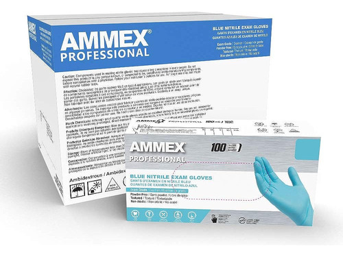 Guantes De Examen De Nitrilo Azul Ammex, Caja De 1000, 3