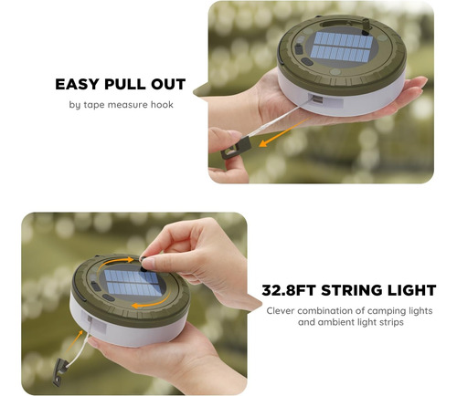 Luces Solares De Camping Para Exteriores 2 En 1 Recargables