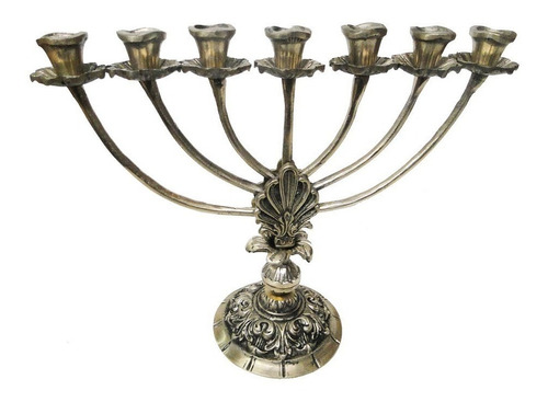 Castiçal Menorah Candelabro 7 Velas 28 Cm Bronze Muito Lindo