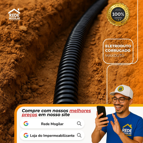 Duto Eletroduto Reforçado 4pol 100mm Rolo C/ 10 Metros Preto