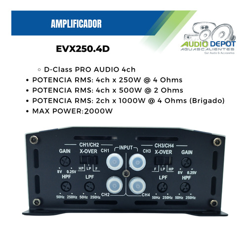 Amplificador Clase D 2000w Max Open Show Evox Evx250.4d