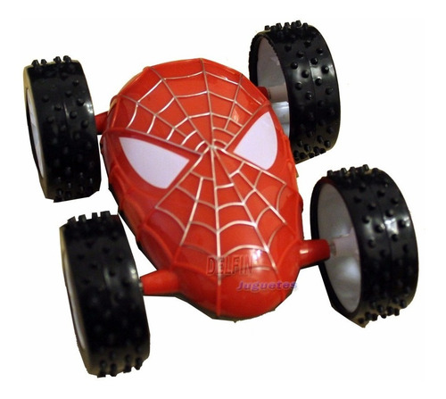 Spiderman Auto A Fricción 360 Grados Rojo Negro Cara