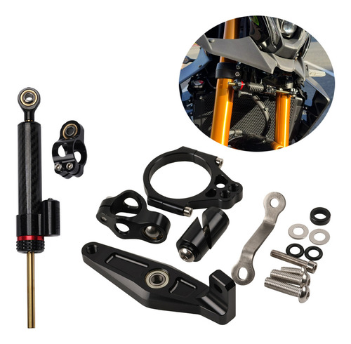 Soporte De Amortiguador Dirección Para Yamaha Mt09 2021-2024 Color Black + Bracket