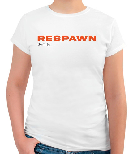 Playera Mujer Respawn Domito Blanco Streamerch