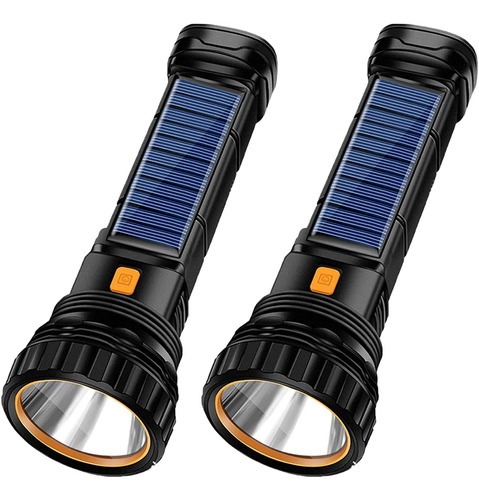Linterna Solar Led 1000 Lumenes Recargable Usb - Pack X 2 