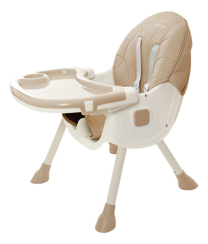 Silla Alta Periquera Bebe Kiddos Mecedora Con Llantas 5 En 1 Ajustable Plegable Asiento Piel Bandeja Extraíble Segura Color KHAKI