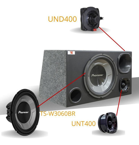 Caixa Trio Pioneer 12 + Tweeter + Driver + Módulos Stetsom
