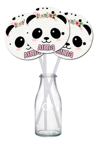 Kit Cake Topper Panda Adorno Torta Imprimible + Banderín