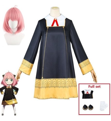 Spy Family Anya Forger Cosplay Girl Vestido Kawaii Peluca De