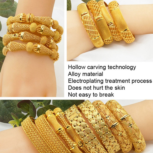 Pulsera B-04 Para Mujer, Chapada En Oro De 24 Quilates, Para