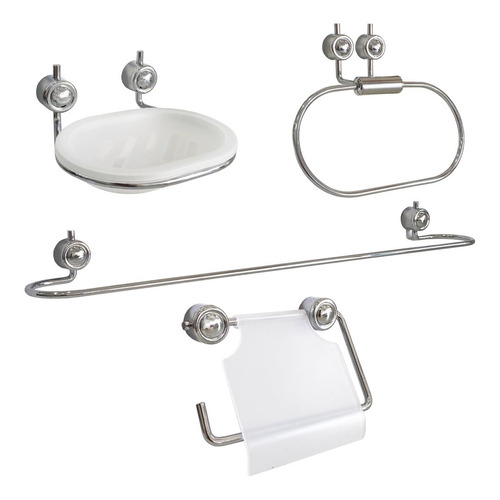 Set De Accesorios Para Baño 4 Piezas Cromo