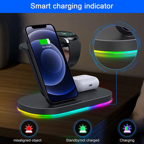Ovisbai Cargador Inalámbrico Android 3 En 1 Para Dispositivo