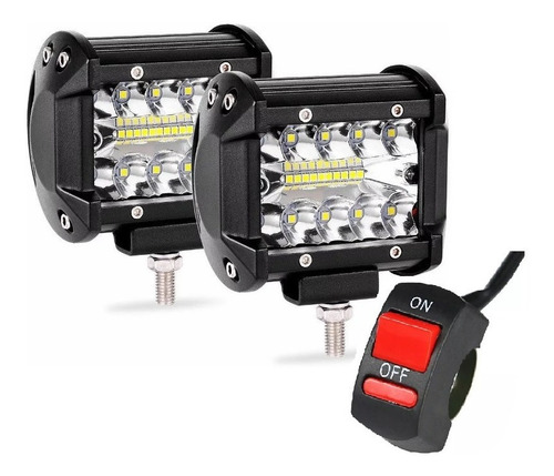 Par Faros Auxiliar Led 60w Spot/flood Cree Moto + Switch- Xp