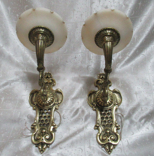 Par Apliques Pared Bronce Cisnes C/ Tulipas Alabastro (15751 Dorado (Usado)