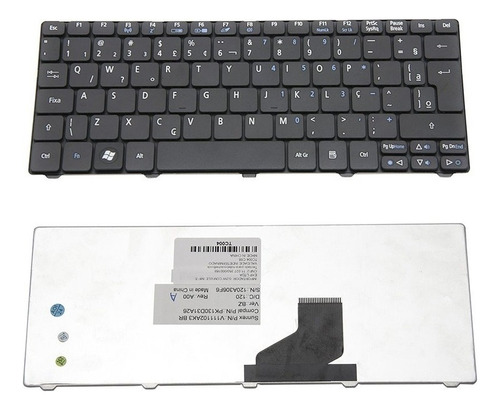 Teclado BringIT para Netbook Acer Aspire One D257 Cor Preto Idioma Portugués brasileño