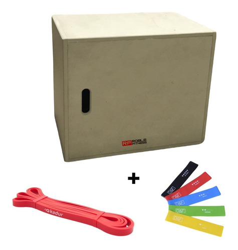 Imagen 1 de 9 de Cajon De Salto Reforzado Fitness 60x50x40 + Pack Bandas