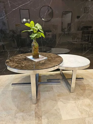 Mesa Living Nido Oviedo Mármol Marrón Emp-carrara Cromo Sale