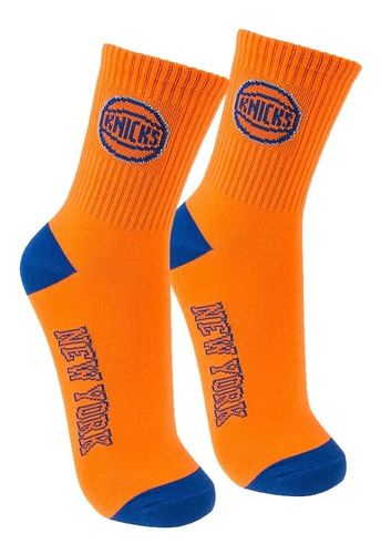 Meia Cano Médio Nba New York Knicks 39/43 - Laranja Com Azul