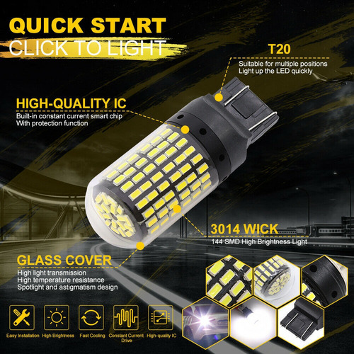 2 Bombillas Led 7440 Canbus Superbrillantes Sin Errores T20