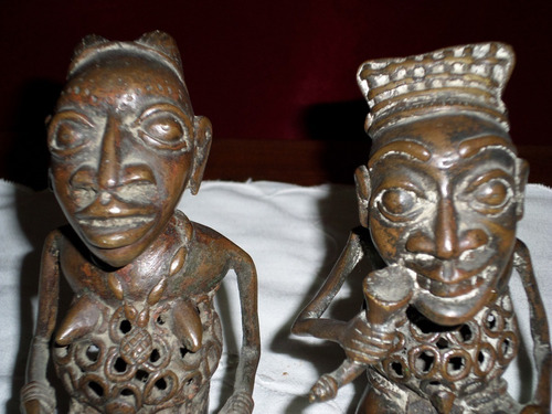Antiguas Figuras Bronce Ashanti Tribal Pareja Dogon Africa