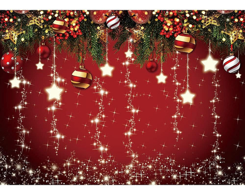 Qian Christmas Background 7x5ft Red Christmas Backdrop Spark