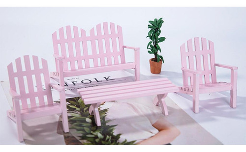 Exquisito 1:12 Casa De Muñecas Asiento Doble Rosa