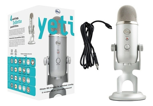 Micrófono Blue Yeti Condensador Omnidireccional Color Silver Silver