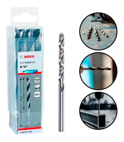 Brocas Aço Rápido Hss 3.8mm Pol Pointteq Bosch C/ 10pçs