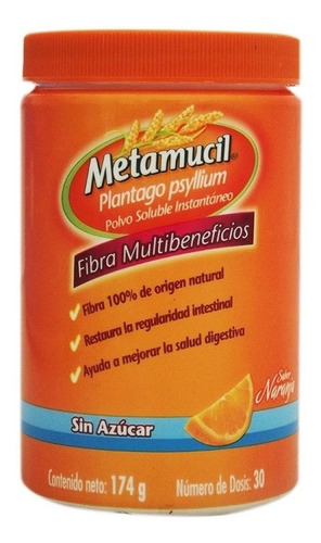 Metamucil Fibra Psyllium Sabor Naranja  Dosis 100% Natural
