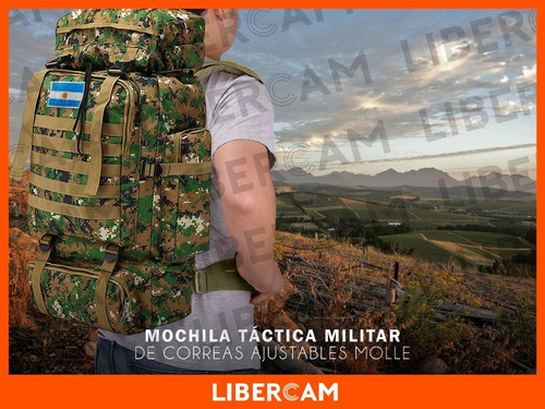 Imagen 6 de 6 de Mochila Camping Tactica Militar Viaje Mochilero Trekking Color Camuflaje