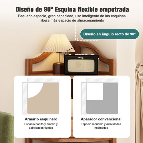 Estante Librero Esquinero Multifuncional Moderno 5 Capas Marrón