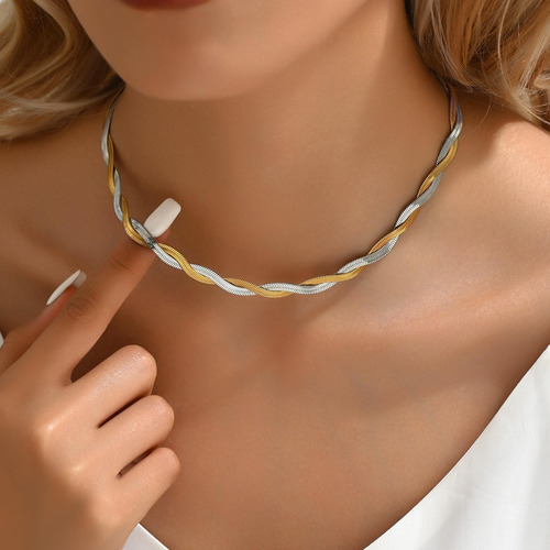 Collar De Cadena De Serpiente De Espiga De Oro Mauzew Para M