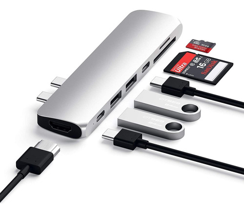 Adaptador Hub Pro Tipoc De Aluminio Con Usbc Pd 40 Gbps...