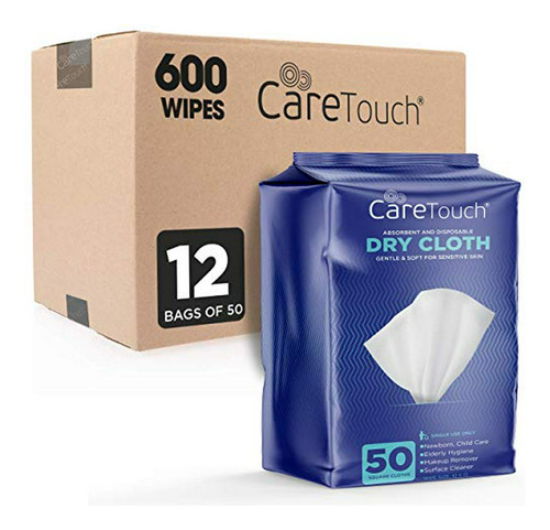 Toallitas De Limpieza En Seco Care Touch - 600 Unidades, 12 