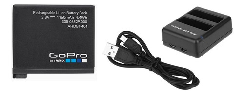 Cargador Gopro Hero 4 + Bateria Black Silver Ahdbt-401 Go Pr