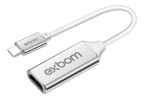 Cabo adaptador USB C a Hdmi do 1 USB C macho em 1 HDMI fêmea Exbom U3V-X40 branco do 11cm