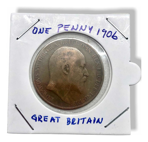 2 Monedas De Cobre De Gran Bretaña D 1 Y 1/2 Penny 1906 Y 39 (Usado)