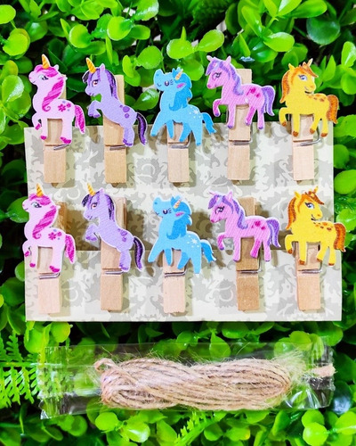 Mini Ganchos Madera Pinza Unicornio Scrapbook Recuerdo 