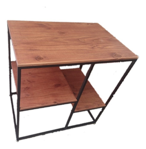 Mesa Living Estilo Industrial Moderno En Pino 60x120x50 Marrón Claro
