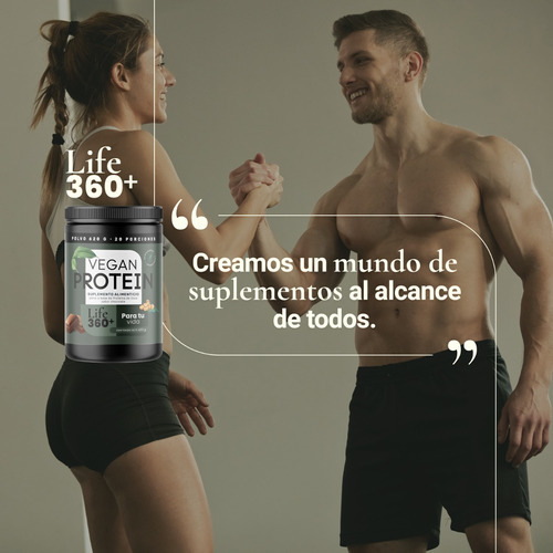 Imagen 6 de 7 de Proteína Vegana Life 360+ Soya Aminoácidos Choclate 31g Sabor Chocolate