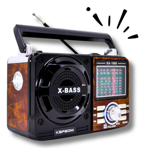 Radio Am\fm A Pilha Retro Vintage Antigo Recarregavel Usb Cor Radio Retro Marrom 110v/220v