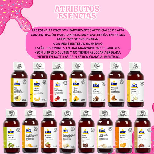 Kit Esencias Enco 60ml Panadería Galletería Repostería 15 Pz