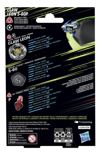 Paquete De Inicio Beyblade X Claw Leon 5-60 Peniques Con Lan