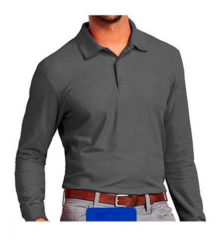 Polera Pique Manga Larga Hombre Suave Textura Segman