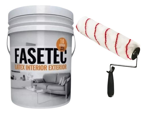 Pintura Latex Blanca Fasetec 10 Litros Incluye Rodillo 22cm